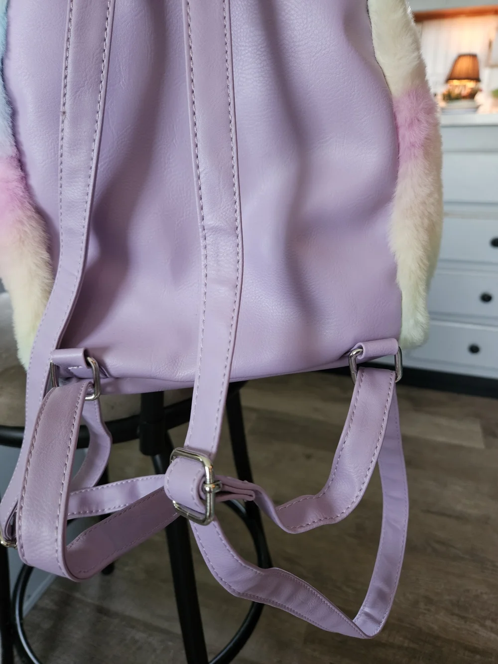 Miss Gwen's OMG Kids Rainbow Pastel Plush Backpack - Multicolor